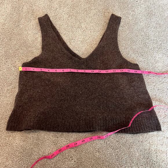 Madewell Women's Wool Cropped Sweater Tank Dark Brown Size XL - Picture 8 of 9